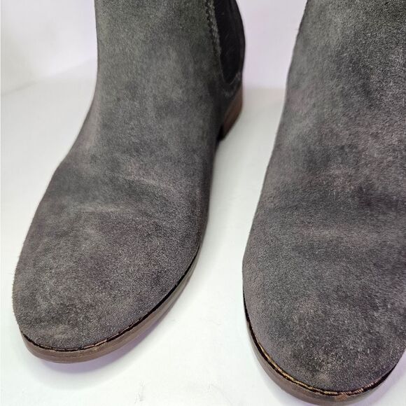 Toms Ella Grey Suede Leather Comfort Moto Ankle Booties Chelsea Boot Shoes 7 - Picture 5 of 12
